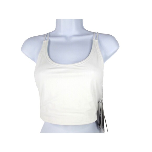 FOURLAPS Athleisure Bra S White Longline Spaghetti Straps Nylon Spandex 18-453 - Picture 1 of 11